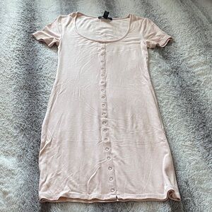 4/$30 Ribbed Button-Front Tee Dress in Blush